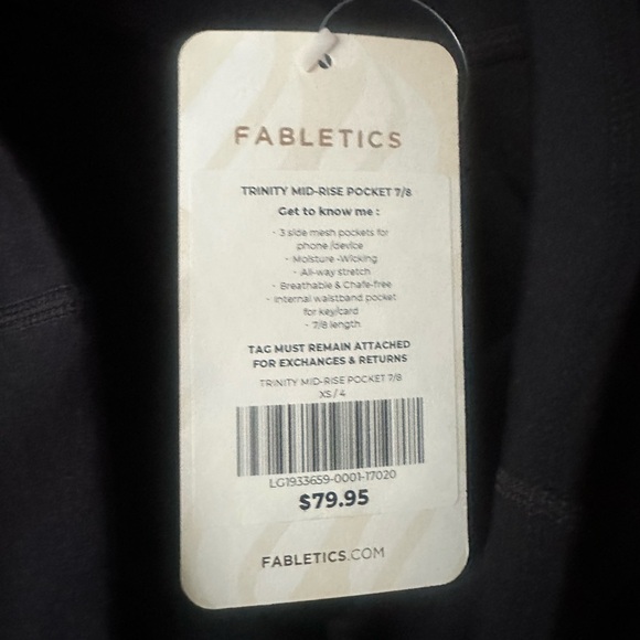 NWT Fabletics Trinity Mid-Rise Pocket 7/8 Leggings XS - Picture 10 of 10
